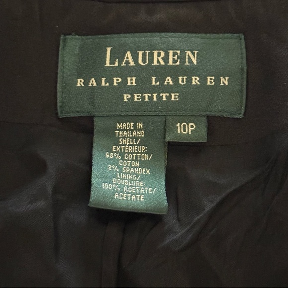 Lauren Ralph Lauren Jacket Cotton Blend Mandarin Collar Black Women’s Size 10P - Picture 9 of 16